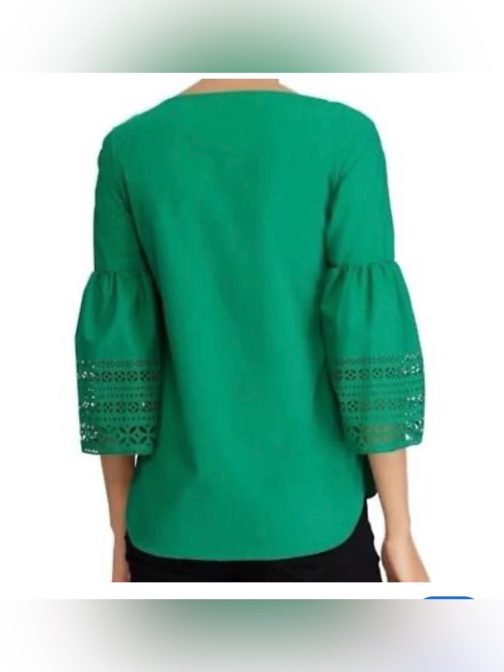 Lauren Ralph Lauren Emerald Green Crochet Sleeve Blouse